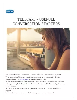 TELECAFE – USEFULL CONVERSATION STARTERS