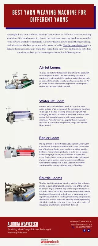 Best Yarn Weaving Machine for Different Yarns