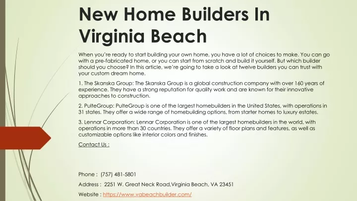new home builders in virginia beach