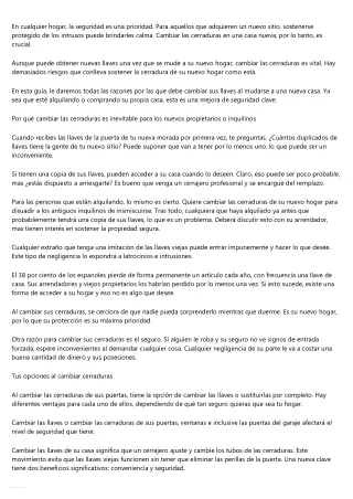 ¿Es aconsejable cambiar las cerraduras al mudarse a una casa nueva?
