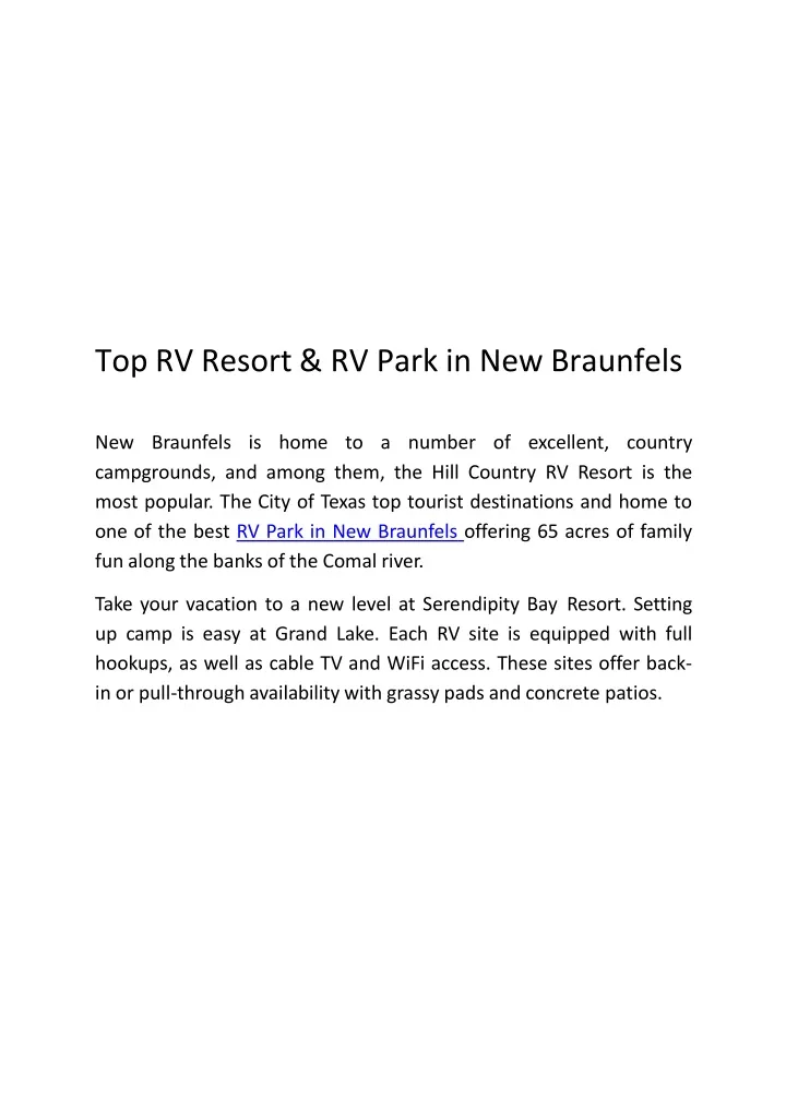 top rv resort rv park in new braunfels
