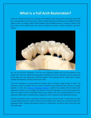 What is a Full Arch Restoration?