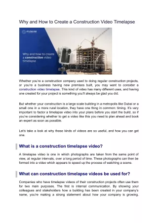 why and how to create a construction video