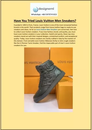 Have You Tried Louis Vuitton Men Sneakers?