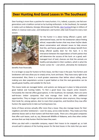 deer hunting and good leases in the southeast