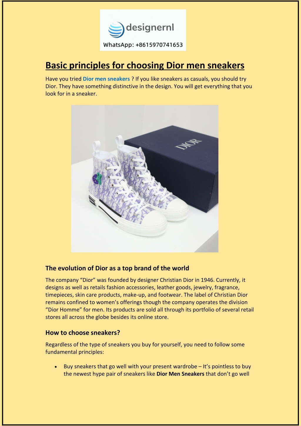 PPT - Basic principles for choosing Dior men sneakers PowerPoint ...