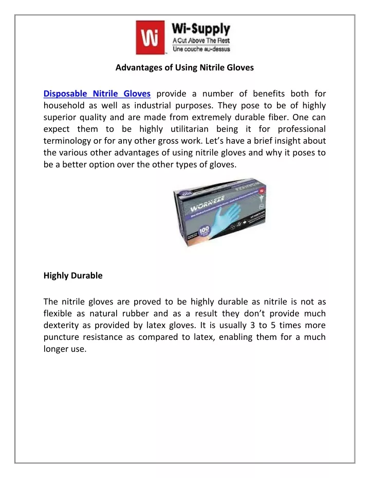advantages of using nitrile gloves