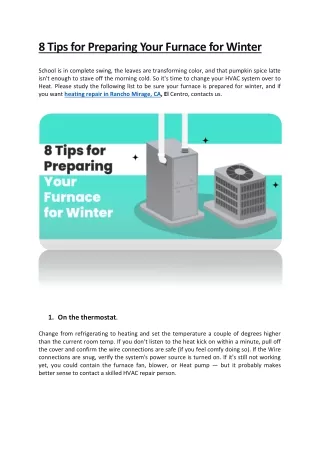 8 Tips for Preparing Your Furnace for Winter
