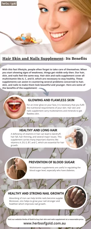 Hair Skin and Nails Supplement: Its Benefits