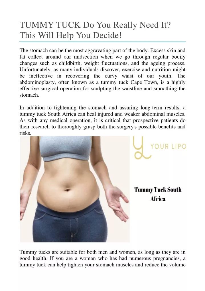 tummy tuck do you really need it this will help