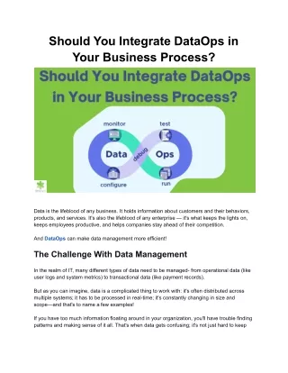 should you integrate dataops in your business