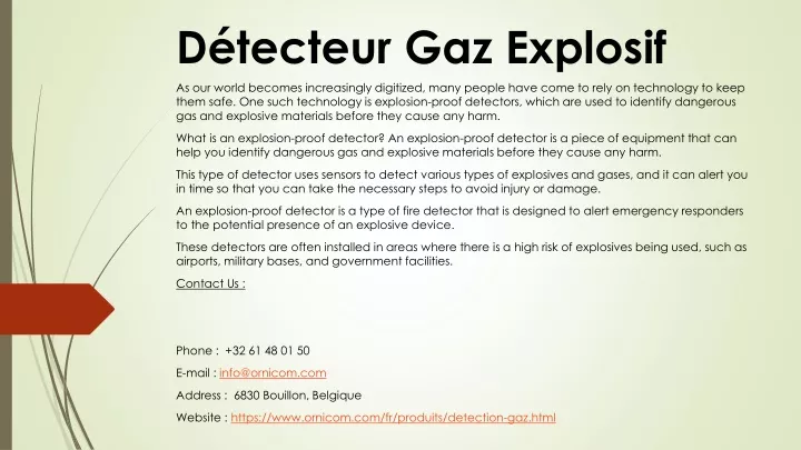 d tecteur gaz explosif