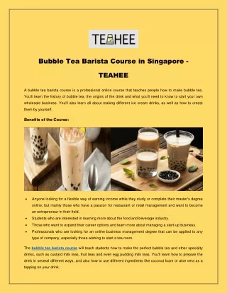 Bubble Tea Barista Course in Singapore - TEAHEE