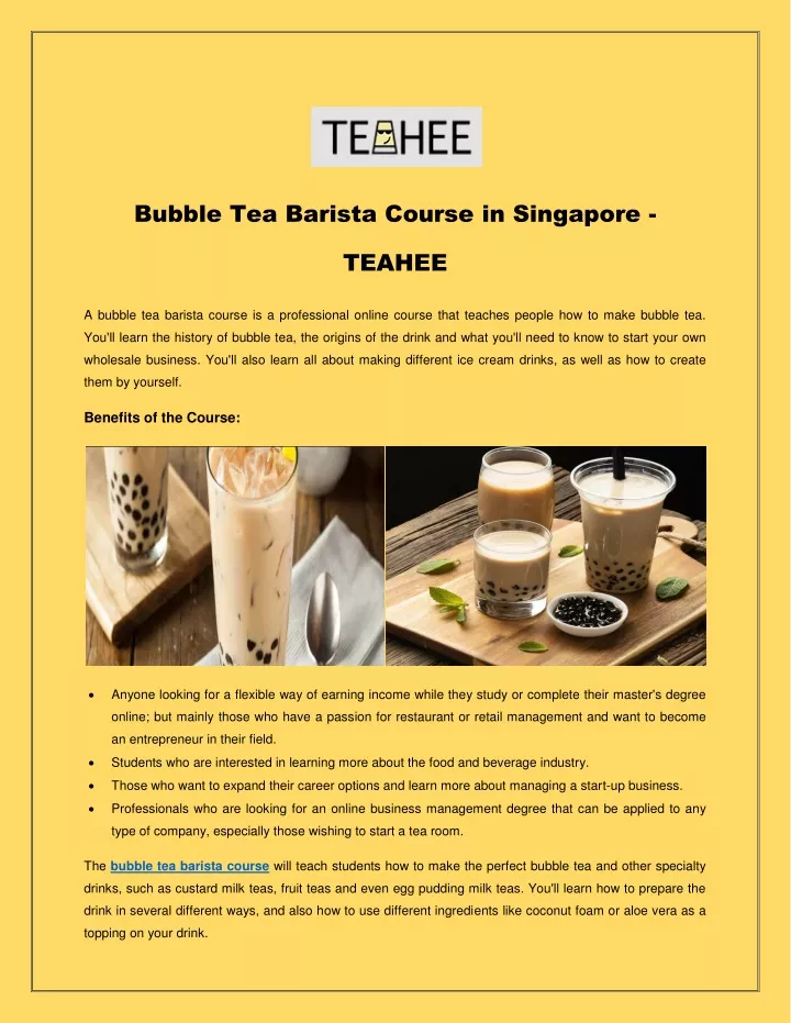bubble tea barista course in singapore