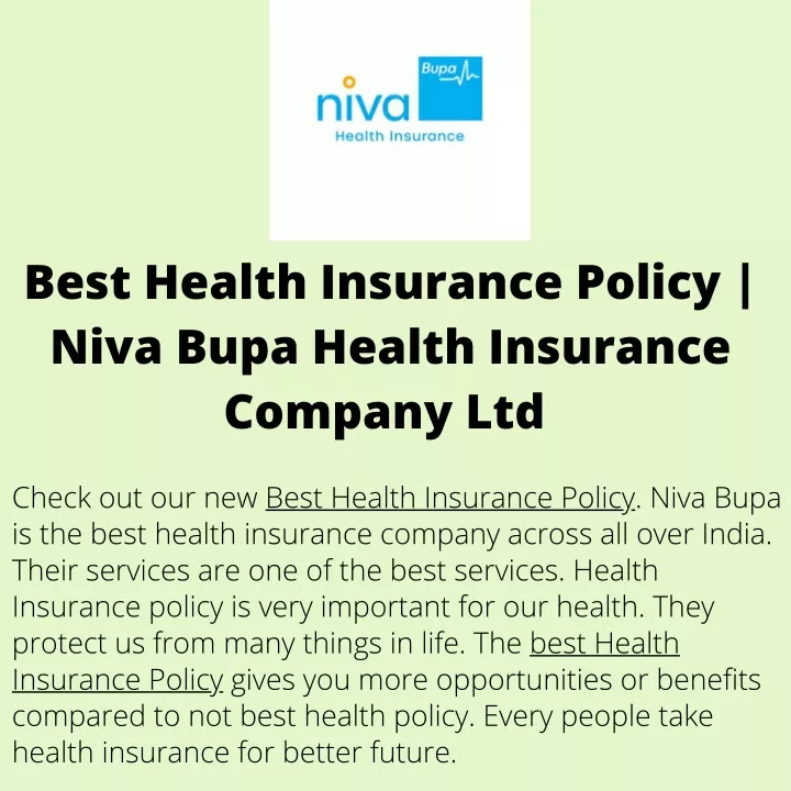 best health insurance policy niva bupa health