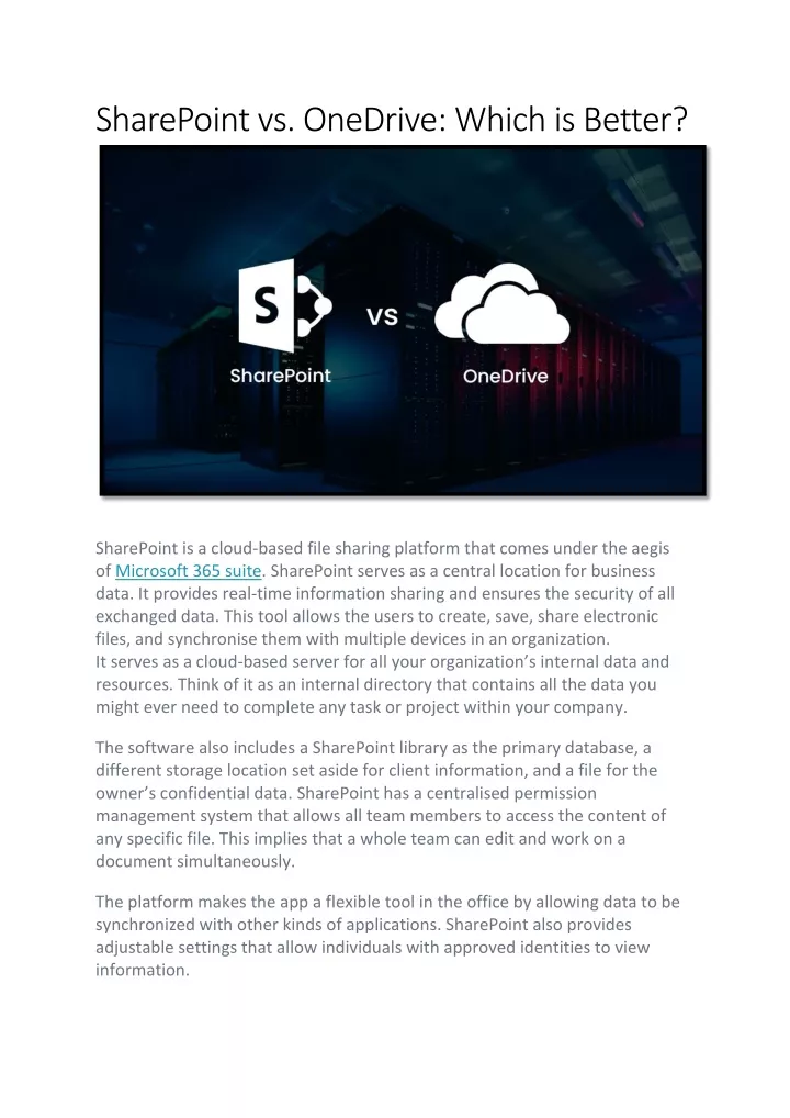 sharepoint vs onedrive which is better