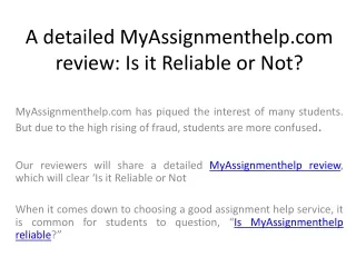 Myassignmenthelp.com review- is it reliable