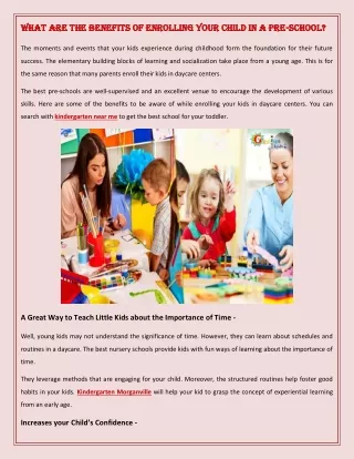 what are the benefits of enrolling your child