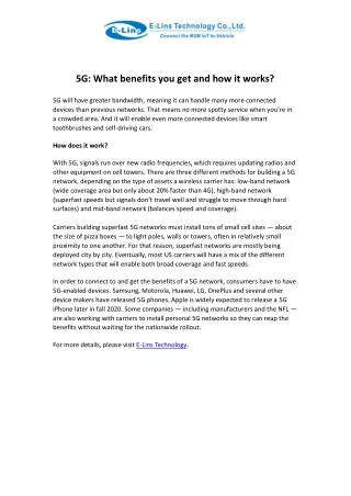 5g what benefits you get and how it works