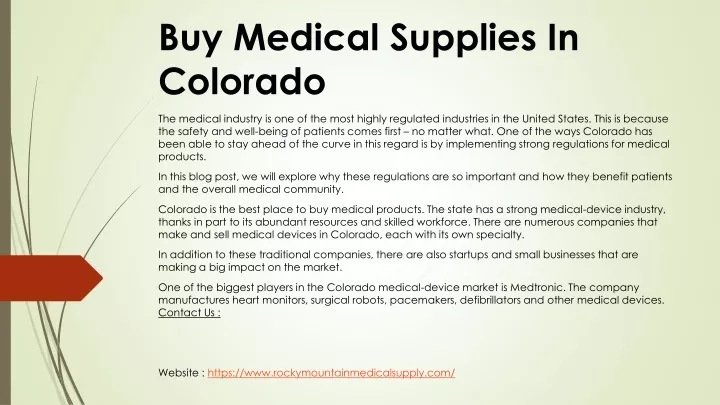 buy medical supplies in colorado