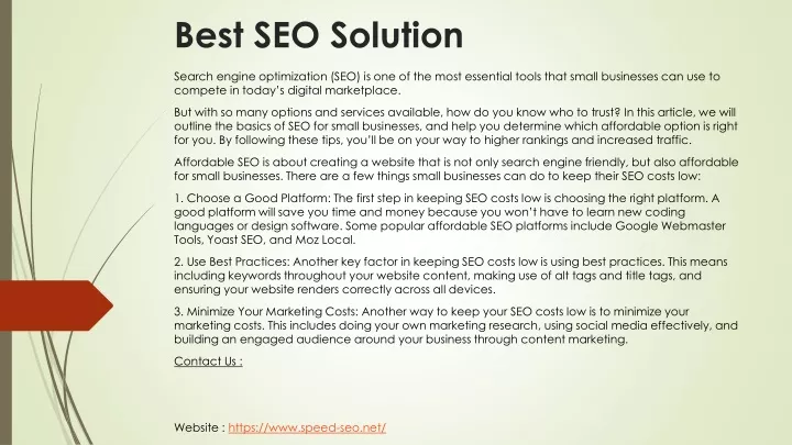 best seo solution