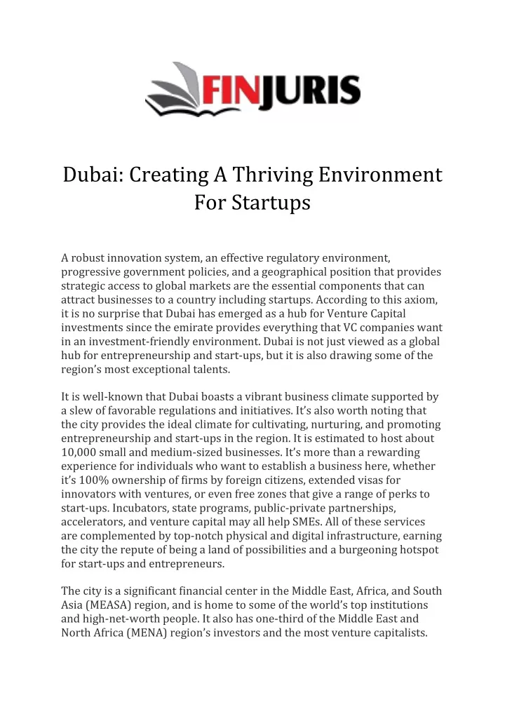 dubai creating a thriving environment for startups