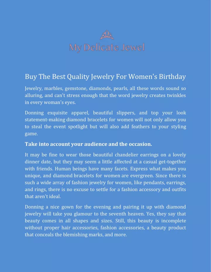 buy the best quality jewelry for women s birthday