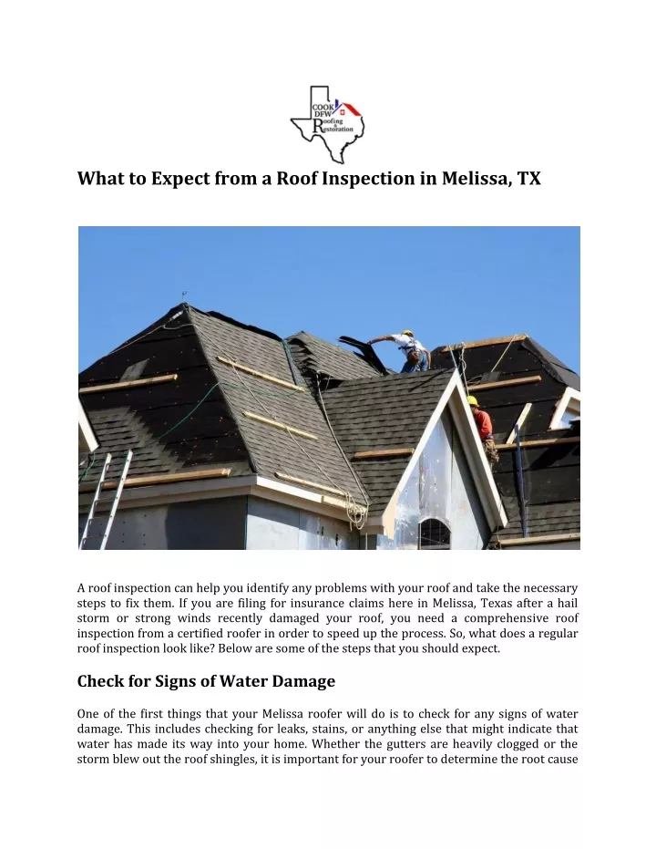 what to expect from a roof inspection in melissa