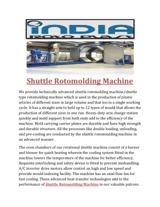 shuttle rotomolding machine