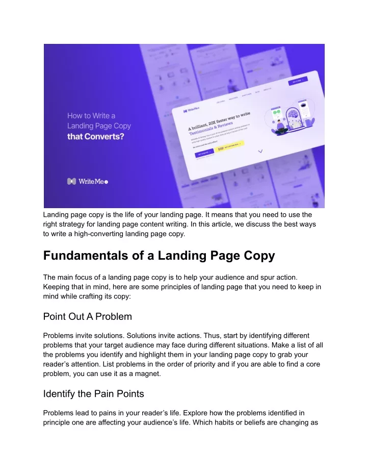 landing page copy is the life of your landing