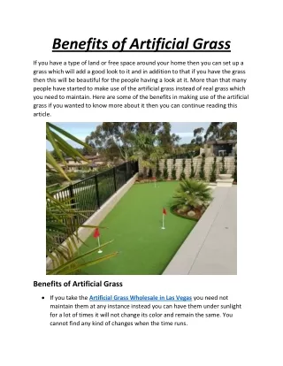 Benefits of Artificial Grass
