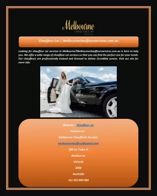 chauffeur car melbournechauffeursservices com au