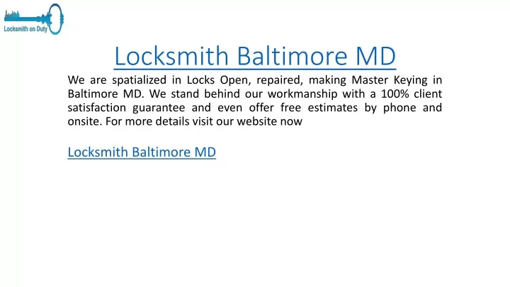 locksmith baltimore md