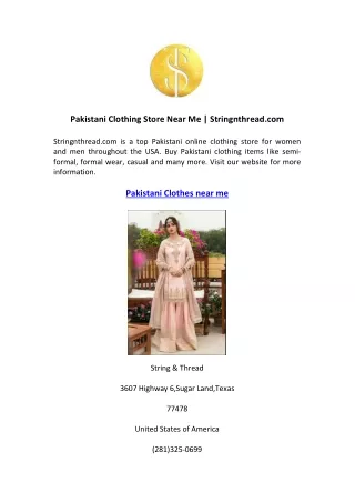 Pakistani Clothing Store Near Me Stringnthread.com