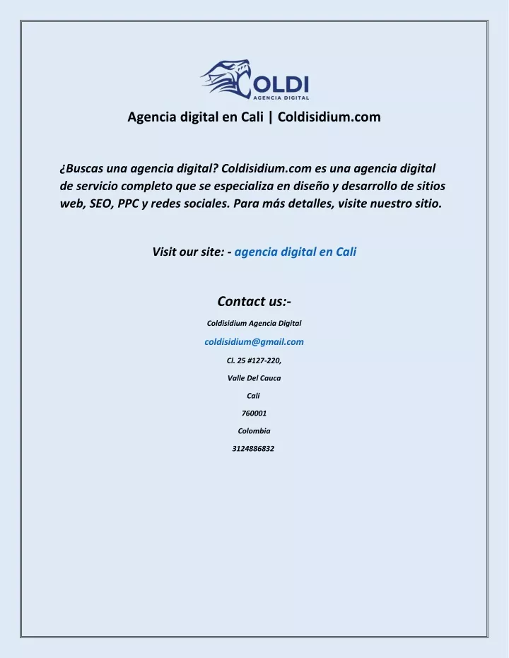 agencia digital en cali coldisidium com