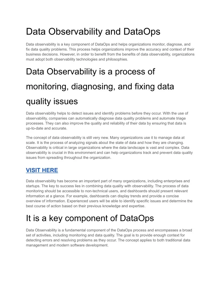 data observability and dataops