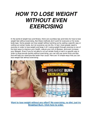 how to lose weight without even exercising