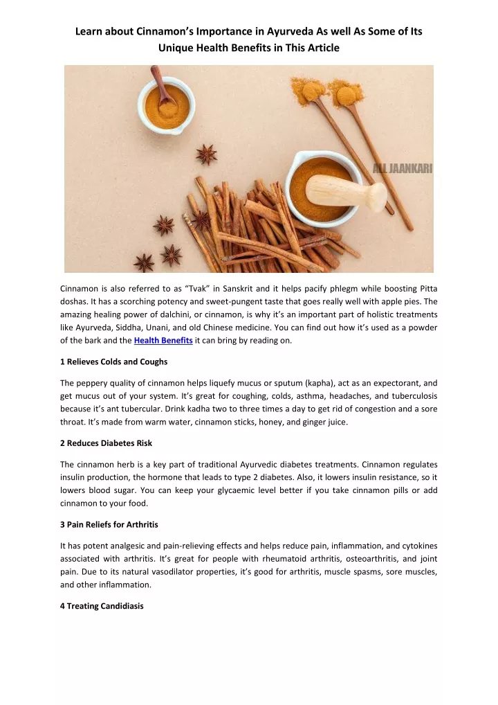 learn about cinnamon s importance in ayurveda