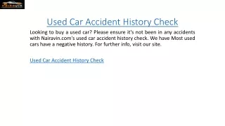 Used Car Accident History Check Nairavin.com
