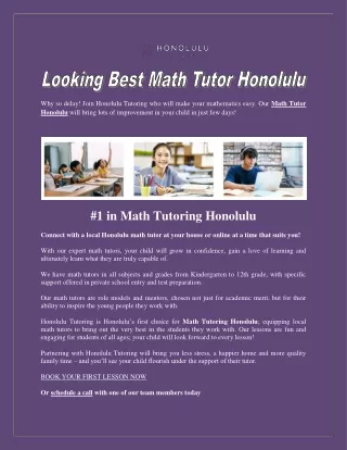 Looking Best Math Tutor Honolulu