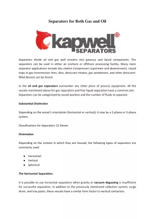 Kapwell Ltd, a UK based company, offers Mud Gas Separator, Liquid Seal Monitorin