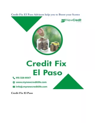 credit fix ei paso advisors help you to boost