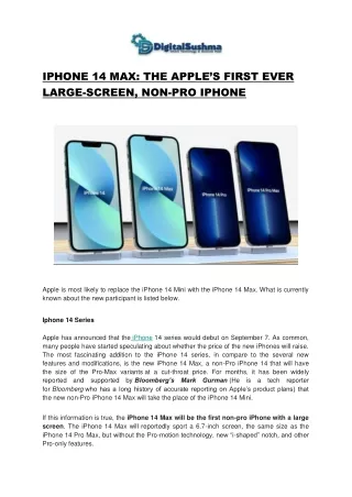 iphone 14 max the apple s first ever large screen