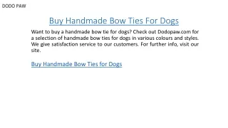 Buy Handmade Bow Ties For Dogs  Dodopaw.com