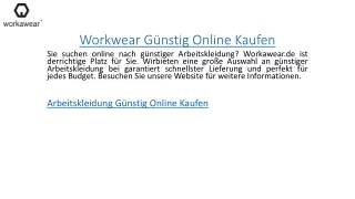 Workwear Günstig Online Kaufen  Workawear.de