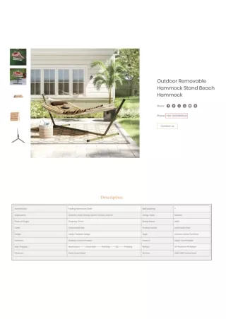 Outdoor Removable Hammock Stand Beach Hammock