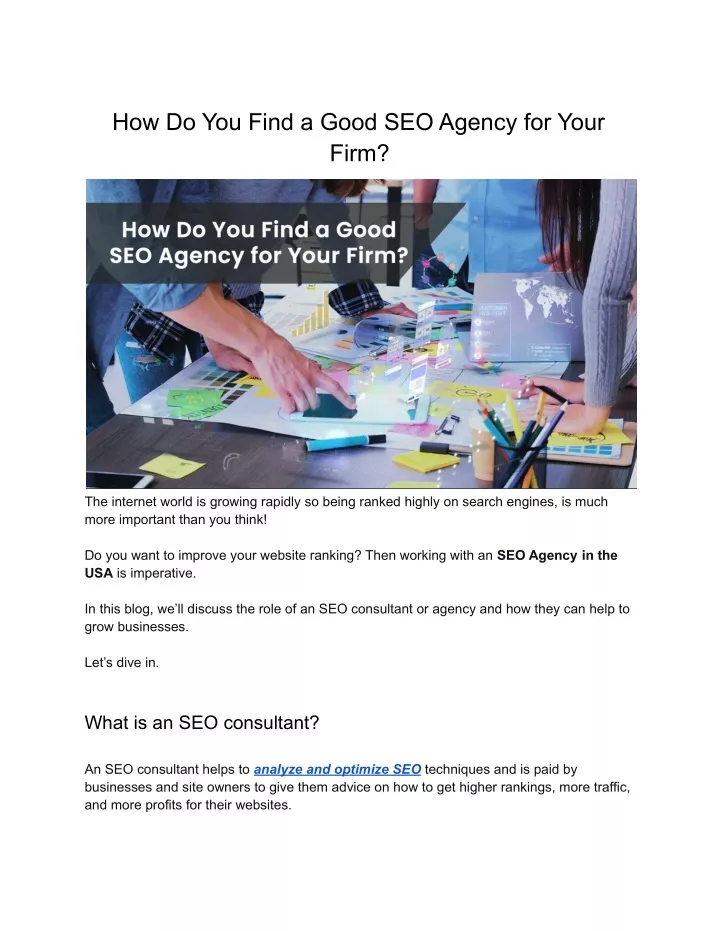 how do you find a good seo agency for your firm