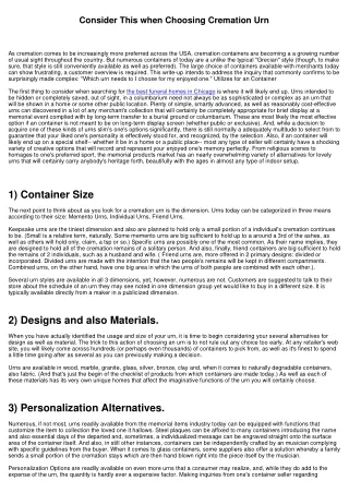 Consider This when Picking Cremation Container