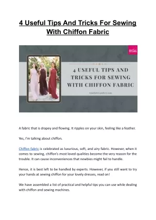 4 Useful Tips And Tricks For Sewing With Chiffon Fabric