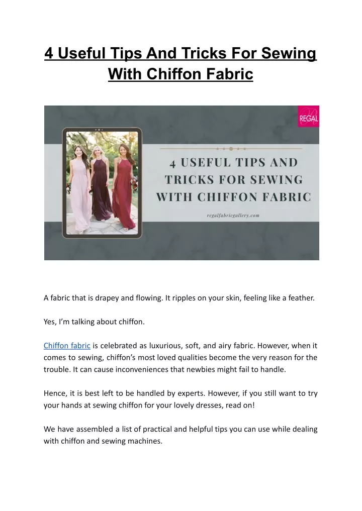 4 useful tips and tricks for sewing with chiffon